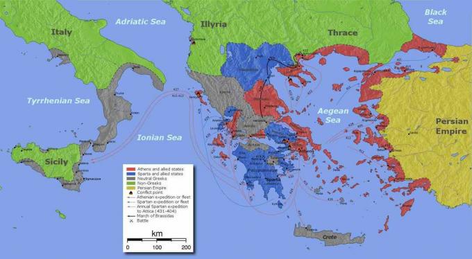 Peta Perang Peloponnesia.