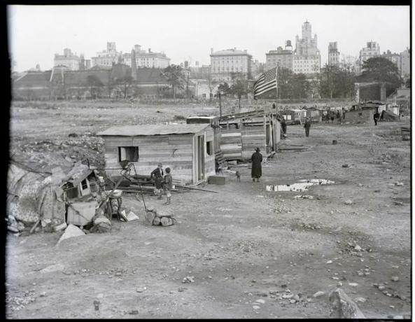 A 'Hooverville' On Waterfront Of Seattle Washington USA Great Depression Maret 1933