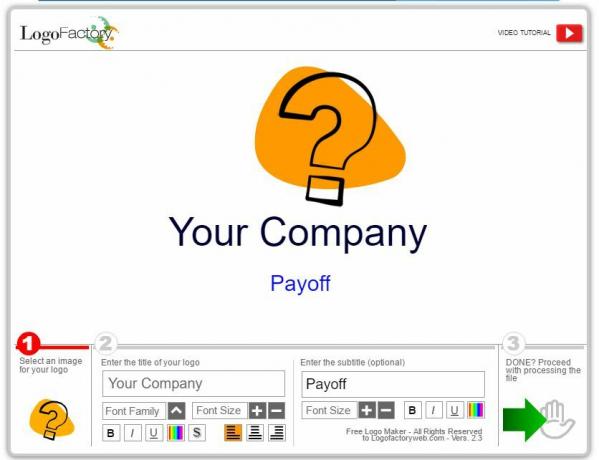 Tangkapan layar area kerja di pembuat logo gratis Pabrik Logo