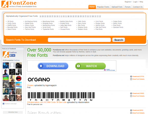 Situs web FontZone