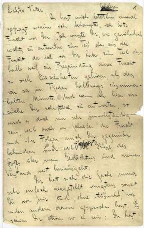 Halaman Pertama dari "Surat kepada Ayahnya" Kafka.