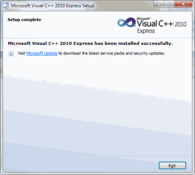 Visual C ++ 2010 Express Berhasil Dipasang