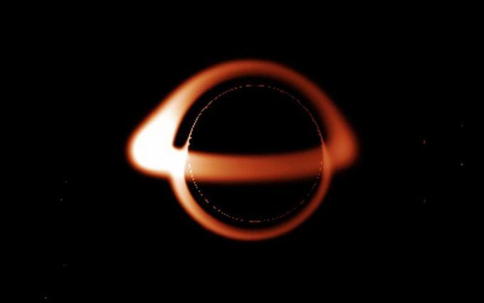 Model lubang hitam minus disk material di sekitarnya.