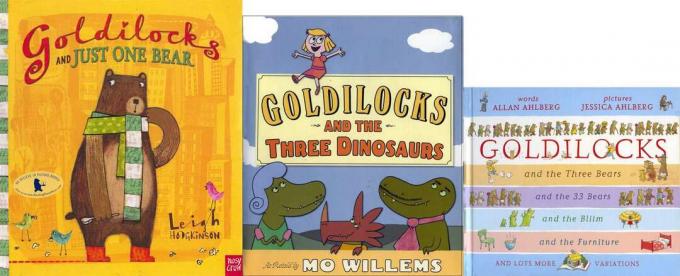 Sampul 3 versi buku bergambar lucu Goldilocks dan Tiga Beruang