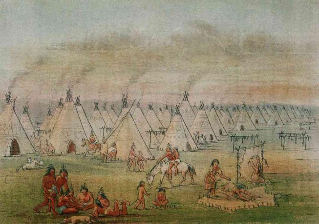 Ukiran Desa Comanche oleh George Catlin