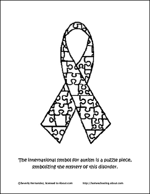 Halaman Mewarnai Kesadaran Autisme - Simbol Autisme Nasional