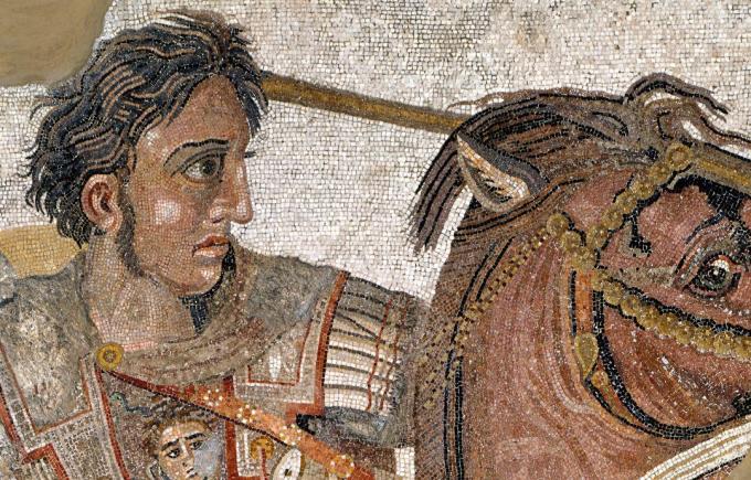 Detail dari Mosaik Alexander Agung pada Pertempuran Issus, Pompeii