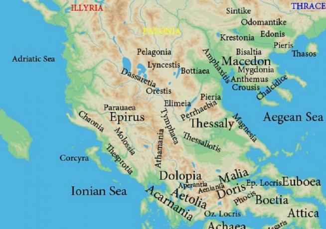 Peta Yunani utara di zaman kuno.