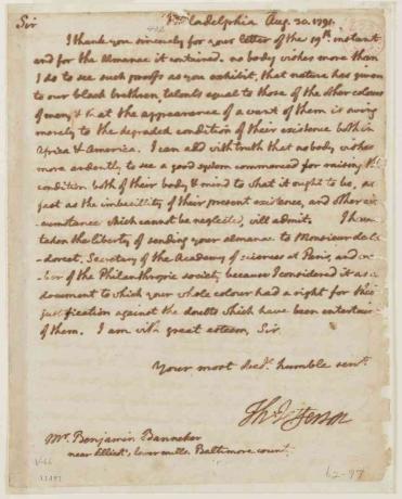 1791 surat Thomas Jefferson kepada Benjamin Banneker