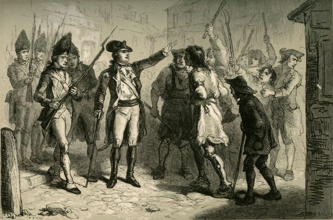 Gubernur Kerajaan Inggris William Tryon menghadapi Regulator Carolina Utara pada tahun 1771