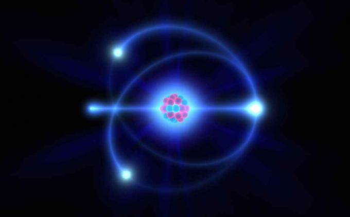 Elektron adalah partikel dengan muatan negatif yang mengorbit inti atom.